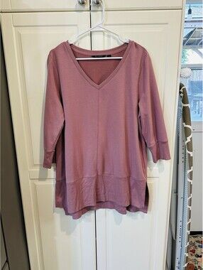 H by Halston Women's Dusty Pink V-neck 3/4 Sleeve Size M